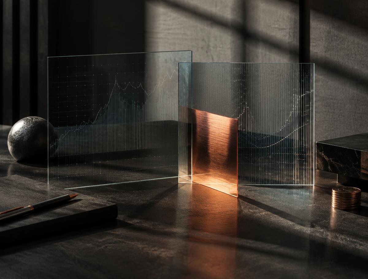 Transparent data panels in an editorial still life